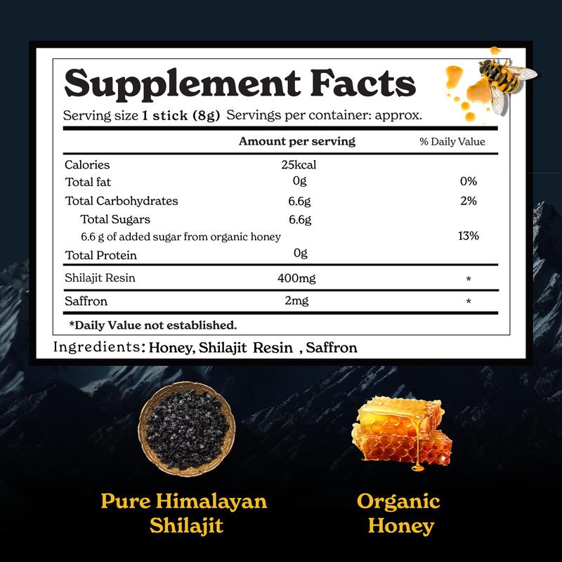 Euphoria™ GOLD+ Shilajit Honey Sticks | Lab-Tested for Purity | 85 Minerals & Fulvic Acid for Energy & Stamina | 30 Packs | Dietary Supplement