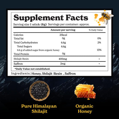 Euphoria™ GOLD+ Shilajit Honey Sticks | Lab-Tested for Purity | 85 Minerals & Fulvic Acid for Energy & Stamina | 30 Packs | Dietary Supplement