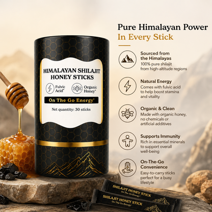 Euphoria™ GOLD+ Shilajit Honey Sticks | Lab-Tested for Purity | 85 Minerals & Fulvic Acid for Energy & Stamina | 30 Packs | Dietary Supplement